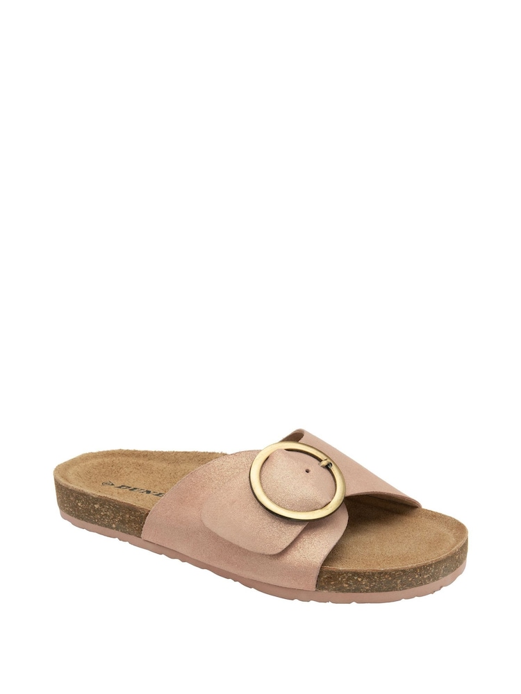 Dunlop Pink Ladies Single Large Buckle Footbed Sandals - Image 1 of 4