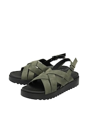 Dunlop Green Ladies Cross-Over Flatform Sandals - Image 2 of 4