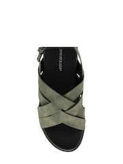 Dunlop Green Ladies Cross-Over Flatform Sandals - Image 4 of 4