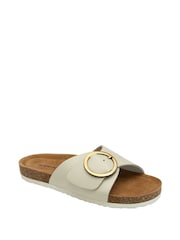 Dunlop White Ladies Single Large Buckle Footbed Sandals - Image 1 of 4