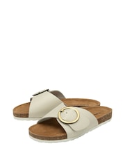 Dunlop White Ladies Single Large Buckle Footbed Sandals - Image 2 of 4
