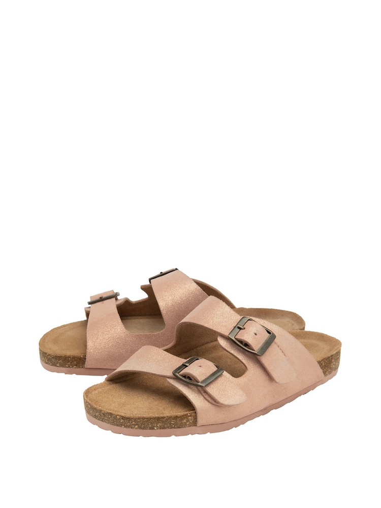 Dunlop Pink Ladies Twin Buckle Footbed Mules - Image 2 of 4