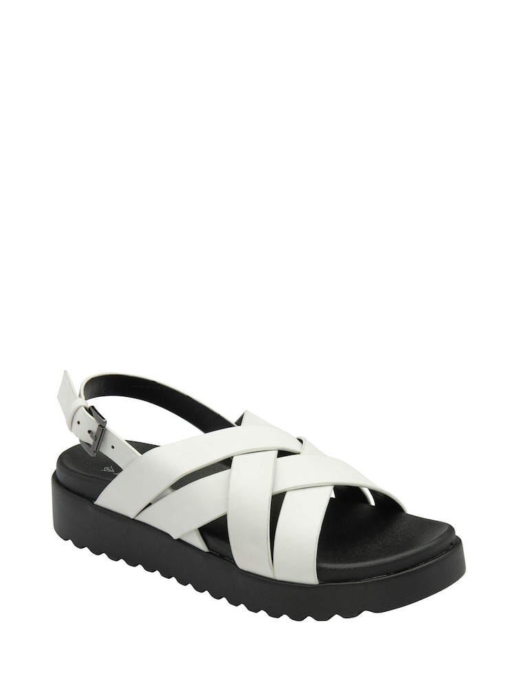 Dunlop White Ladies Cross-Over Flatform Sandals - Image 1 of 4
