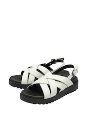Dunlop White Ladies Cross-Over Flatform Sandals - Image 2 of 4