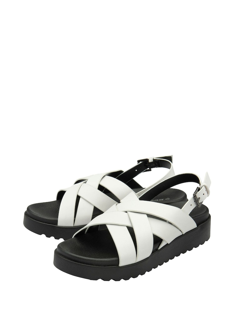 Dunlop White Ladies Cross-Over Flatform Sandals - Image 2 of 4