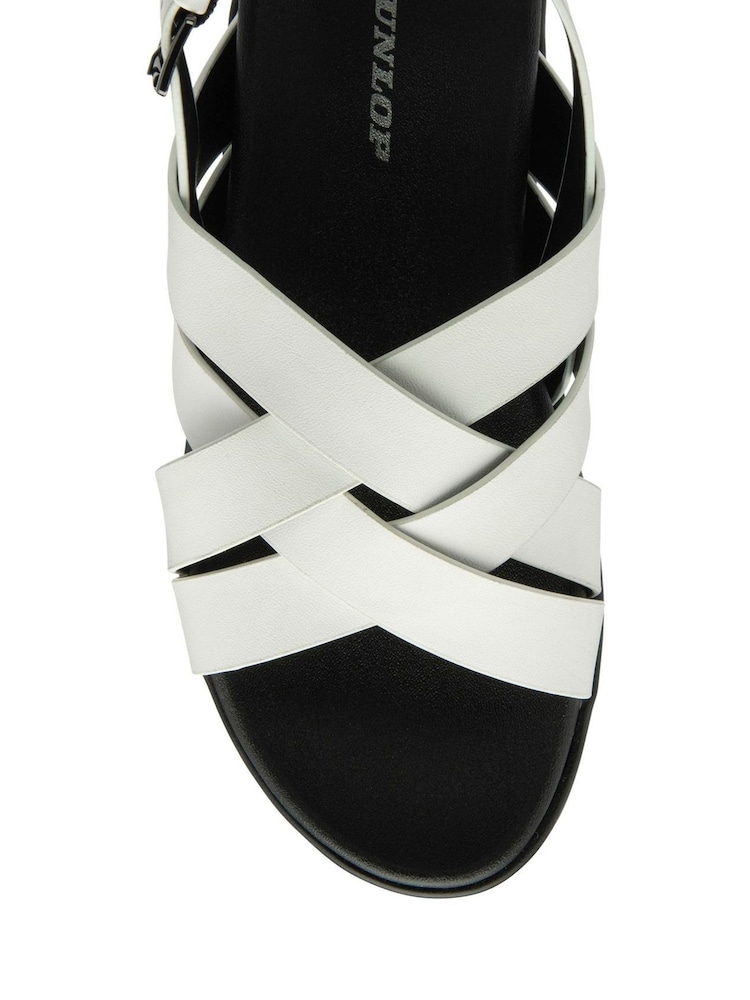 Dunlop White Ladies Cross-Over Flatform Sandals - Image 4 of 4