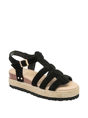 Dunlop Black Ladies Flatform Espadrille Sandals - Image 1 of 4