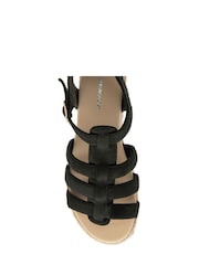 Dunlop Black Ladies Flatform Espadrille Sandals - Image 4 of 4