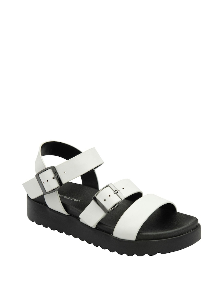 Dunlop White Ladies Flatform Sandals - Image 1 of 4