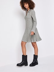 Gris clair - Col Manches longues Mini robe côtelée - Image 3 of 7