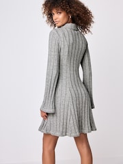 Gris clair - Col Manches longues Mini robe côtelée - Image 4 of 7
