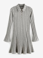 Gris clair - Col Manches longues Mini robe côtelée - Image 6 of 7