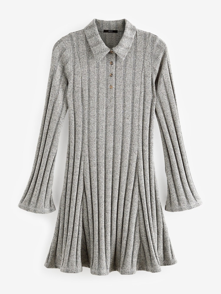 Gris clair - Col Manches longues Mini robe côtelée - Image 6 of 7