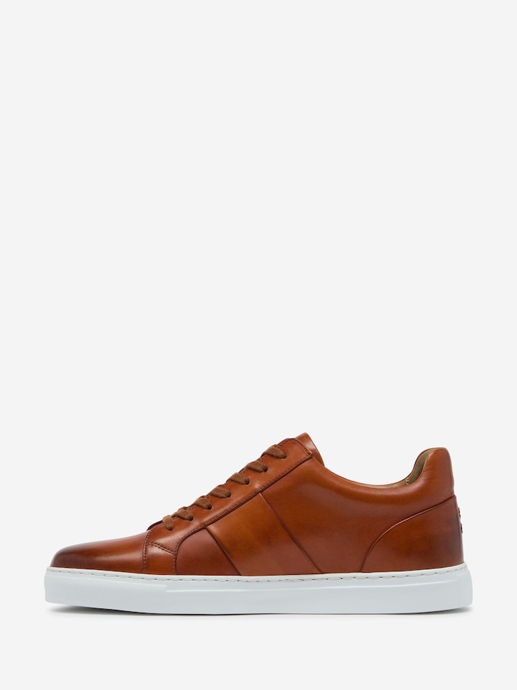 Oliver Sweeney Brown Leather Cupsole Trainers - Image 2 of 5