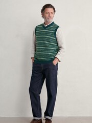 Seasalt Cornwall Green Fair Isle Walt Mens Tank Top - Image 1 of 5