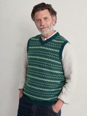 Seasalt Cornwall Green Fair Isle Walt Mens Tank Top - Image 2 of 5