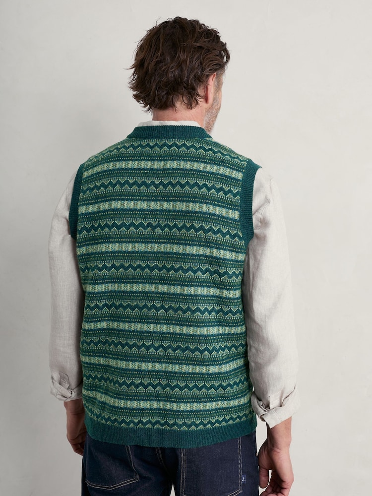 Seasalt Cornwall Green Fair Isle Walt Mens Tank Top - Image 3 of 5