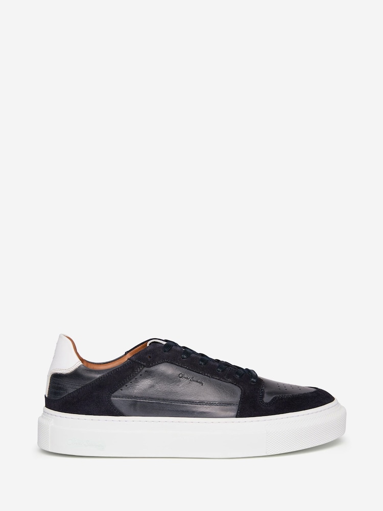 Oliver Sweeney Blue Hand Finished Calf Leather Cupsole Trainers - Image 1 of 5