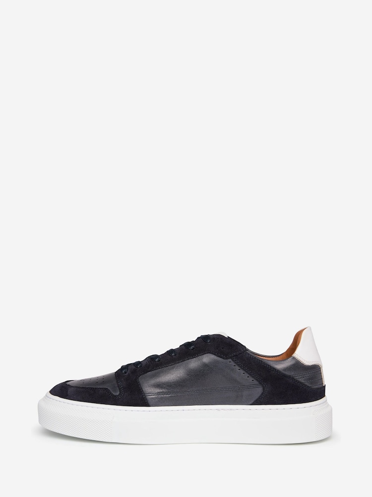 Oliver Sweeney Blue Hand Finished Calf Leather Cupsole Trainers - Image 2 of 5