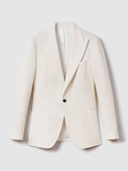 Reiss Off White Heat Linen Blend Single Breasted Slim Fit Blazer - Image 2 of 7