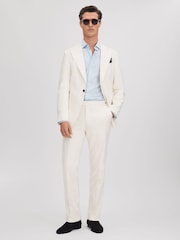 Reiss Off White Heat Linen Blend Single Breasted Slim Fit Blazer - Image 3 of 7
