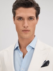 Reiss Off White Heat Linen Blend Single Breasted Slim Fit Blazer - Image 4 of 7