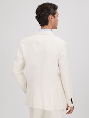Reiss Off White Heat Linen Blend Single Breasted Slim Fit Blazer - Image 5 of 7