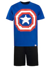 Character Sky Blue Captain America Short 100% Cotton Pyjamas - Image 1 of 5