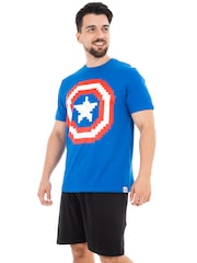 Character Sky Blue Captain America Short 100% Cotton Pyjamas - Image 5 of 5