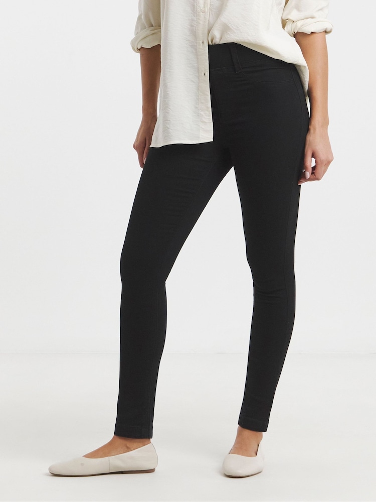 Simply Be Black Skinny Pull-On Jeggings - Image 1 of 4