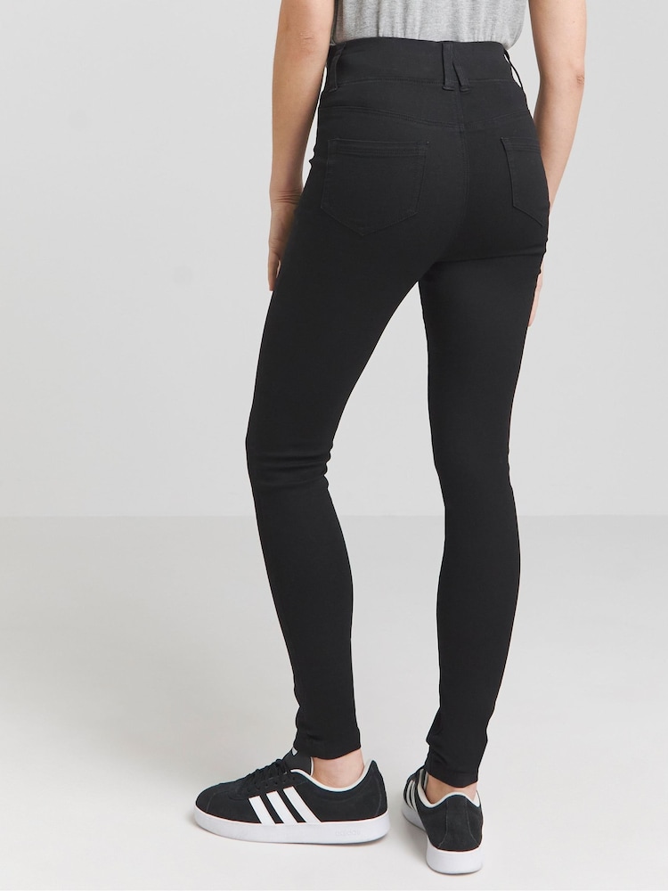 Simply Be Black Skinny Pull-On Jeggings - Image 3 of 4