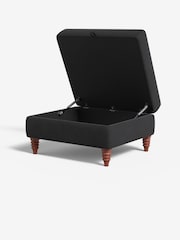 MADE.COM Matt Velvet Charcoal Grey Orson Footstool - Image 2 of 3