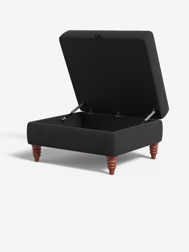 MADE.COM Matt Velvet Charcoal Grey Orson Footstool - Image 2 of 3
