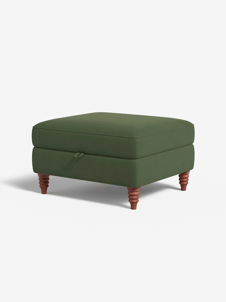 MADE.COM Matt Velvet Grass Green Orson Footstool - Image 1 of 3