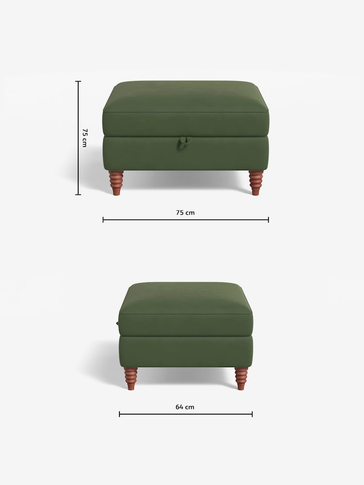 MADE.COM Matt Velvet Grass Green Orson Footstool - Image 3 of 3