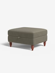 MADE.COM Cotton Weave Dark Olive Orson Footstool - Image 1 of 3