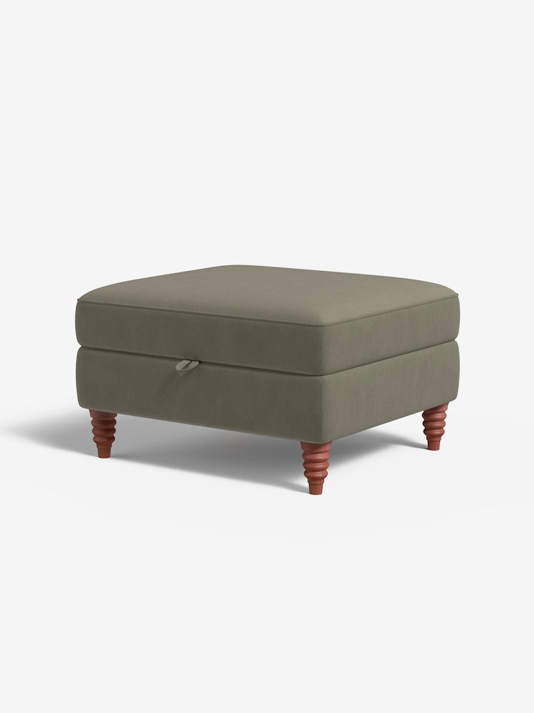 MADE.COM Cotton Weave Dark Olive Orson Footstool - Image 1 of 3