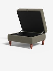 MADE.COM Cotton Weave Dark Olive Orson Footstool - Image 2 of 3