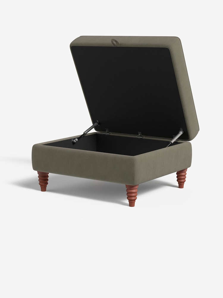 MADE.COM Cotton Weave Dark Olive Orson Footstool - Image 2 of 3