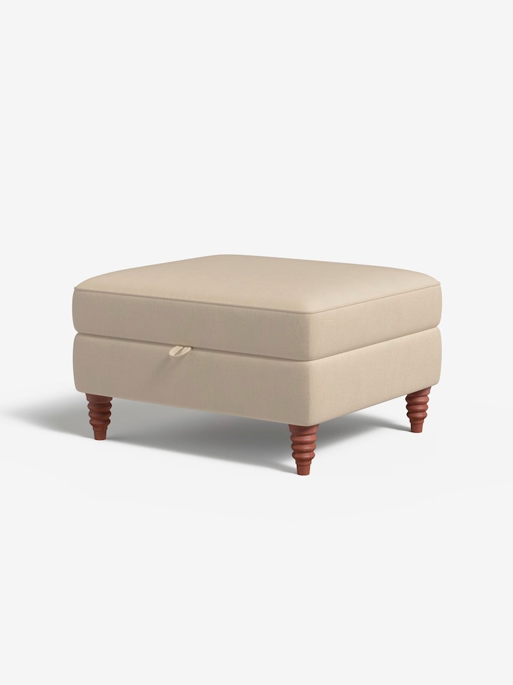 MADE.COM Cotton Weave Oatmeal Orson Footstool - Image 1 of 3