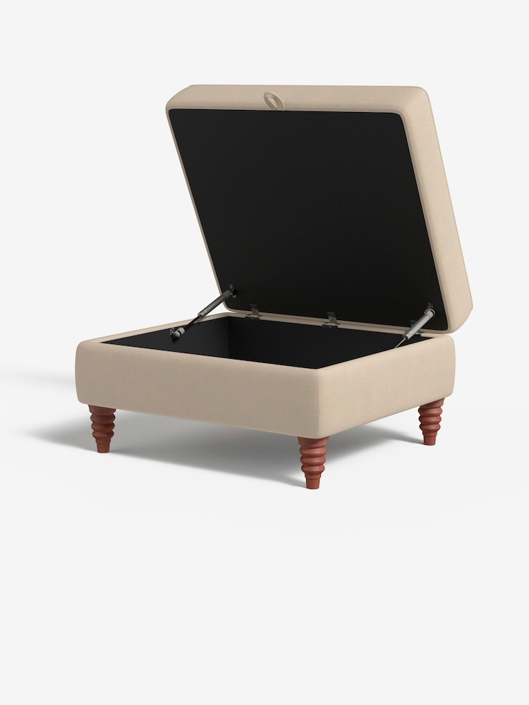 MADE.COM Cotton Weave Oatmeal Orson Footstool - Image 2 of 3