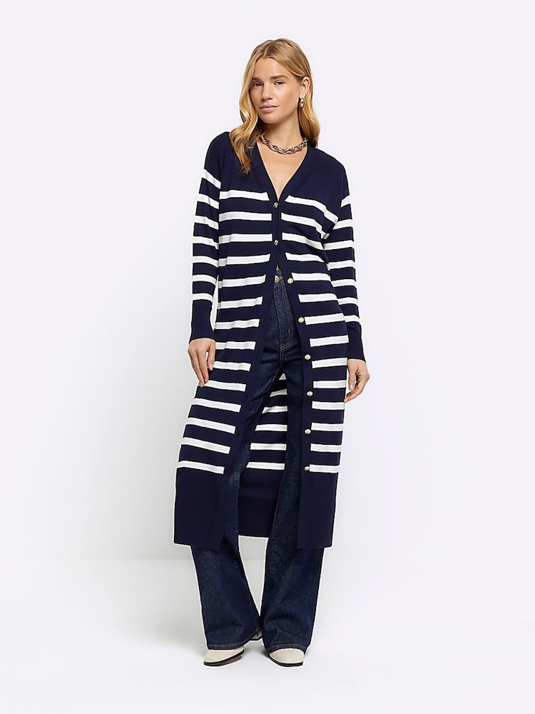 River Island črtast; progast Longline pletena jopa - Slika 1 iz 4