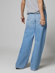 River Island Blue High Rise Wide Leg Baggy Jeans - Image 3 of 6