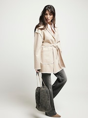 River Island Web Stitch Shorts Wrap Coat - صورة 1 من 6