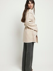 River Island Web Stitch Shorts Wrap Coat - صورة 2 من 6