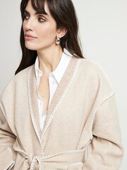 River Island Web Stitch Shorts Wrap Coat - صورة 3 من 6