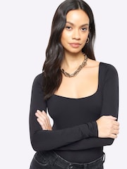 River Island Black Long Sleeve Square Neck Bodysuit - Image 4 of 6