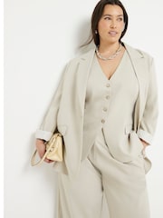 River Island Green Curve Roll Sleeve Relaxed Blazer - Image 1 of 6
