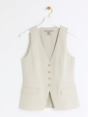 River Island Green Petite Fitted Longline Waistcoat - Image 5 of 6