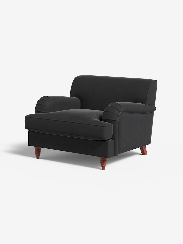 MADE.COM Matt Velvet Charcoal Grey Orson Loveseat - Image 1 of 3